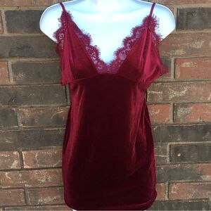 Red camisole velvet y2k raw lace hem fairycore witchy witchcore darkfairy